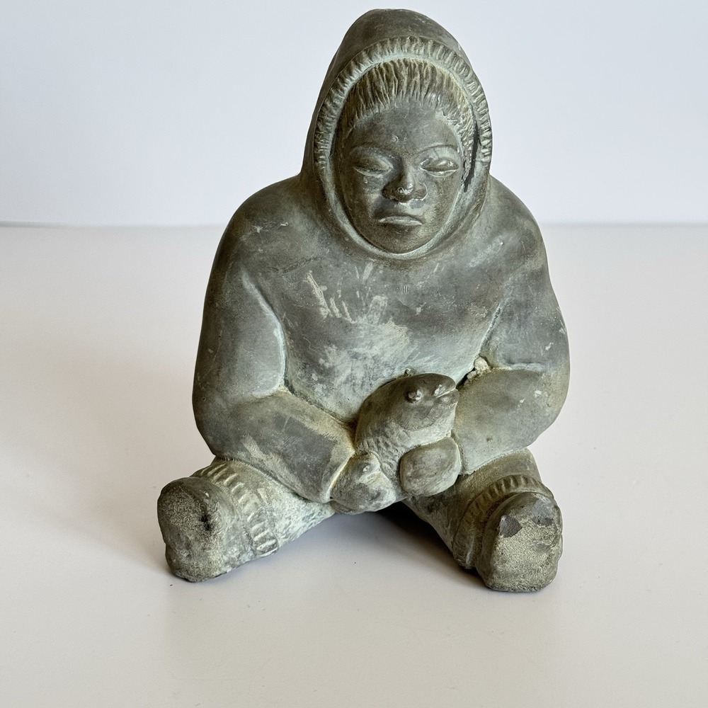Vintage Inuit Figure Fish Soapstone Style Figurine Abbott‎ Canada Decor
